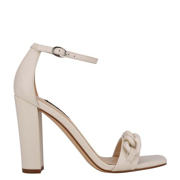 Nine West Mindful Ankle Strap White Heeled Sandals | South Africa 87A70-3A16